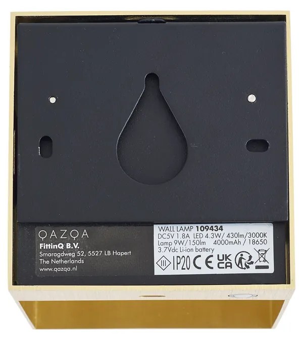 Modern arany fali lámpa LED-del és érintéses fényerőszabályzóval, újratölthető - Joris