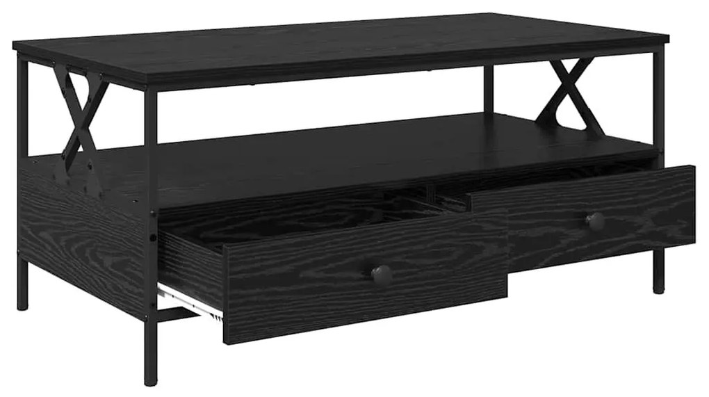 Dohányzóasztal with Drawer Musta tammi 100 x 51 x 45 cm Faanyag