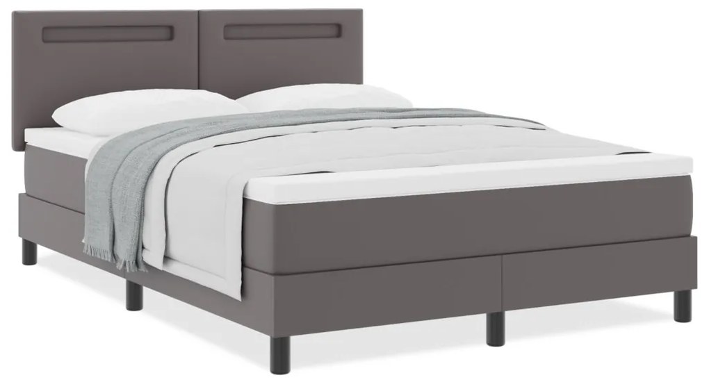 Boxspring ágy matraccal Szürke 140x190 cm Műbőr