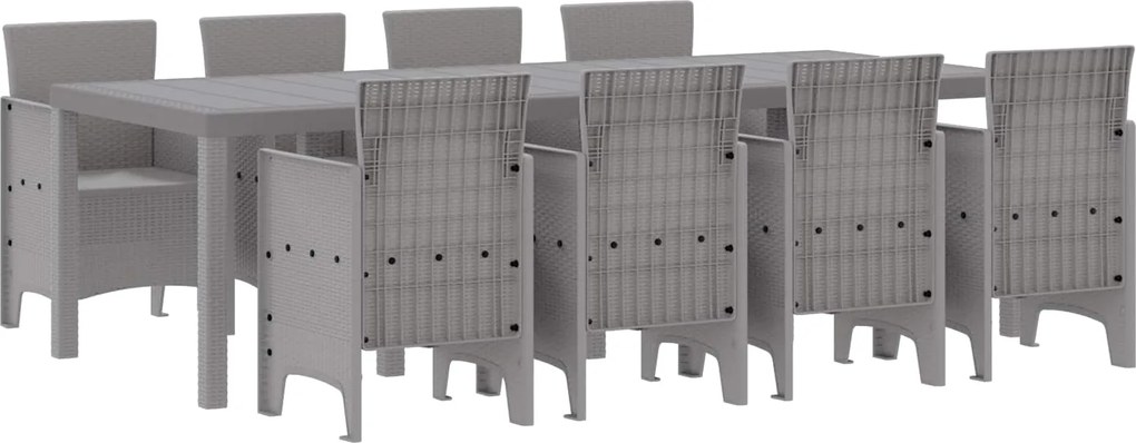 vidaXL Kert étkező szett 9 pcs Fehér Polipropilén