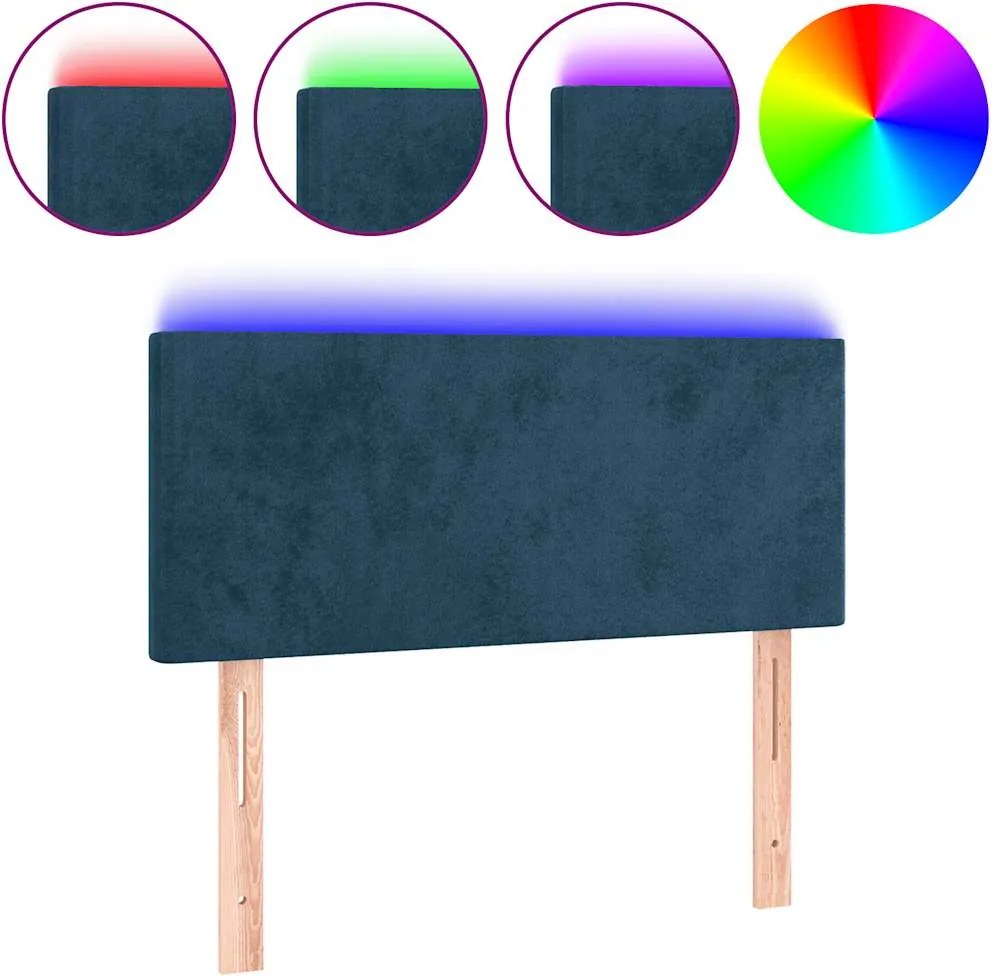 vidaXL sötétkék bársony LED-es fejtámla 90x5x78/88 cm