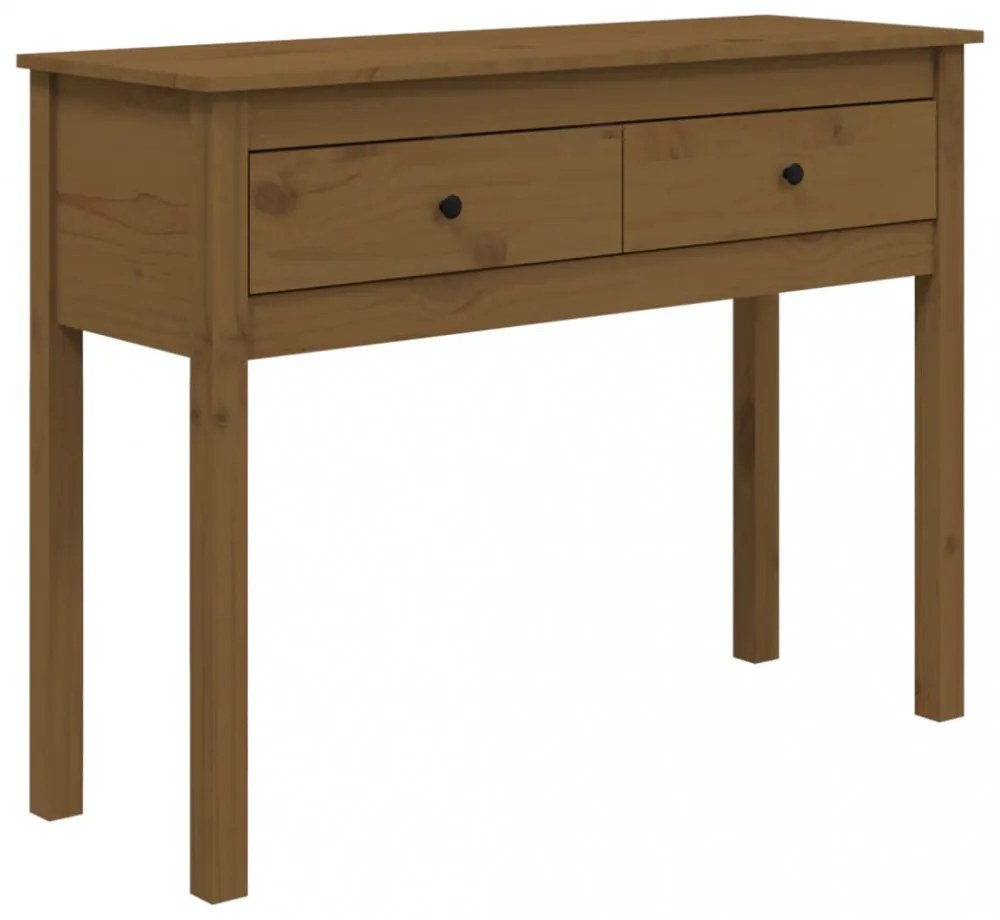 mézbarna tömör fenyőfa tálalóasztal 100 x 35 x 75 cm