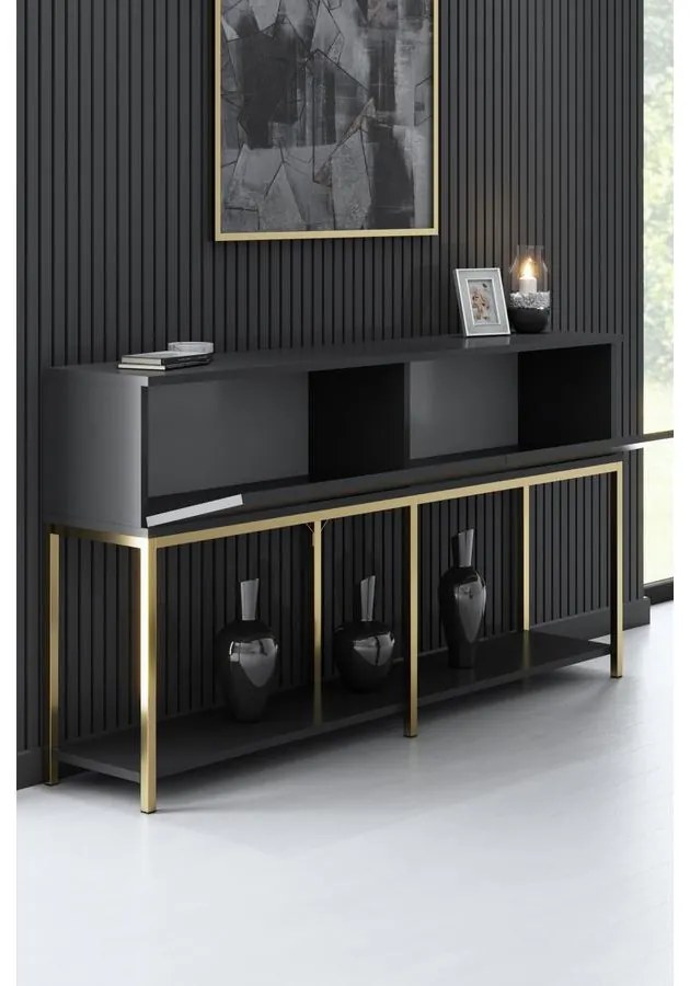 Konzolasztal Lord - Anthracite, Gold