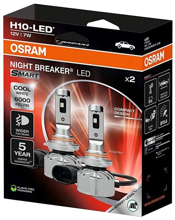 2 db-os készlet LED autóizzó NIGHT BREAKER SMART H10 PY20d/7W/12V 6000K - Osram
