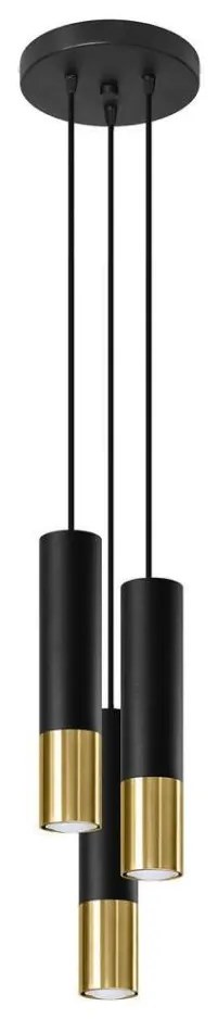 Sollux SL.0955 - Csillár zsinóron LOOPEZ 3xGU10/10W/230V kerek fekete/arany