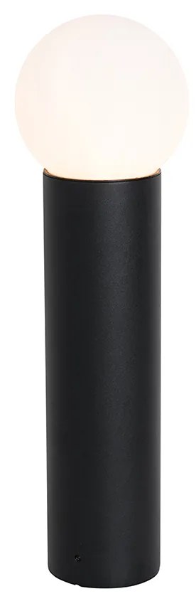 Fekete kültéri állólámpa opál üveggel 50 cm IP44 - Huma