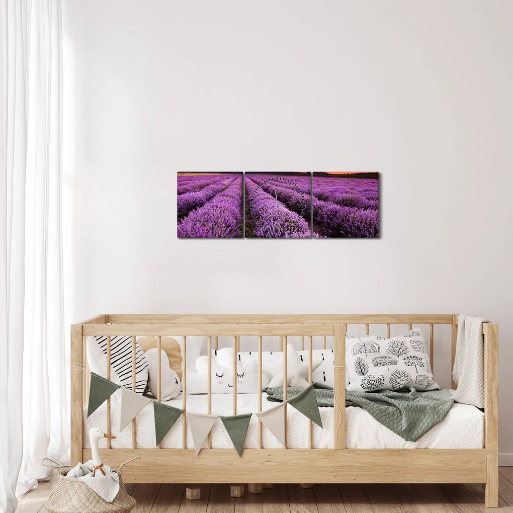 Kép - Levendulamező naplementében (órával) (90x30 cm)