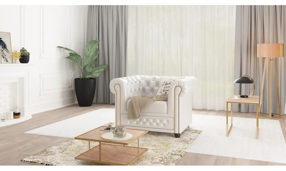 Fehér bőrutánzat fotel York – Ropez