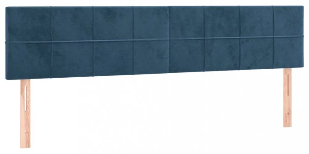 sötétkék bársony rugós ágy matraccal 180x200 cm