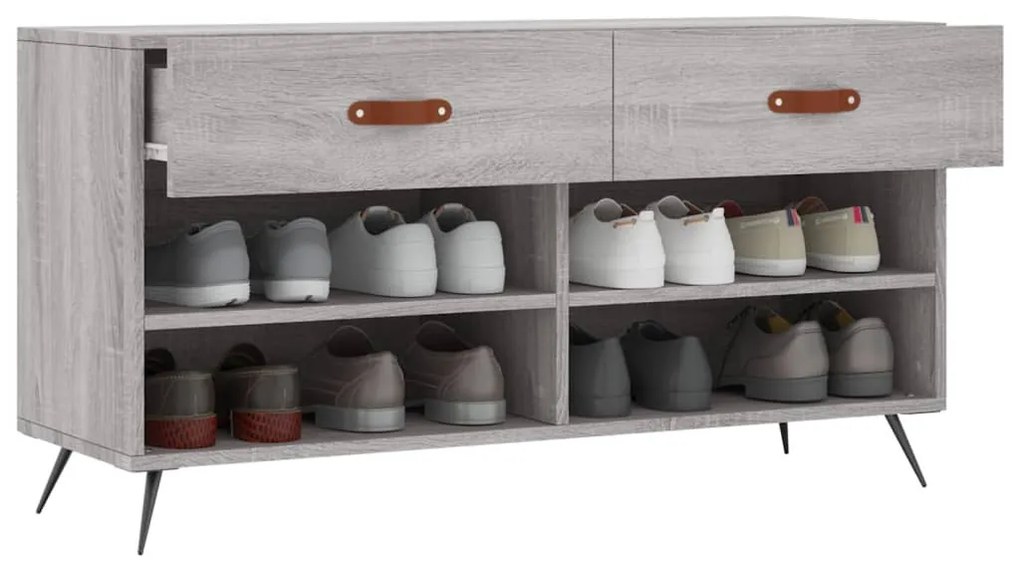 szürke sonoma színű szerelt fa cipőpolc 102 x 35 x 55 cm