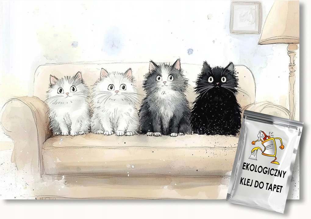 Fotótapéta Flizelina Gyerek Nappali Kanapé Állatok Macskák 350x250 ragasztó