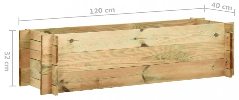 impregnált fenyőfa emelt kerti zöldségágyás 120 cm