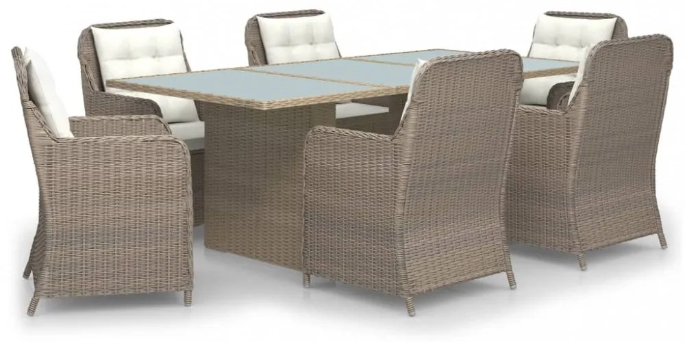 7 részes barna polyrattan kerti étkezőgarnitúra