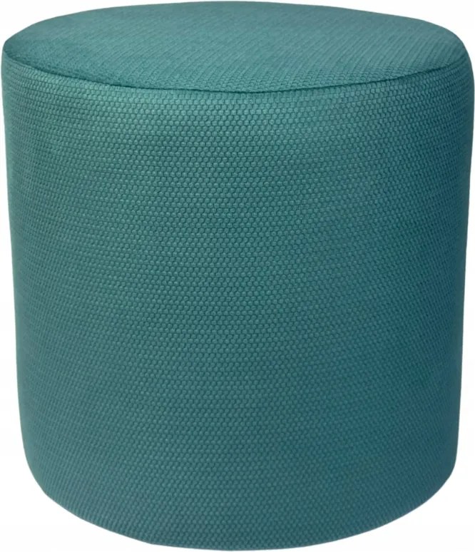 Kerek makalu puff finom plüss, türkizkék