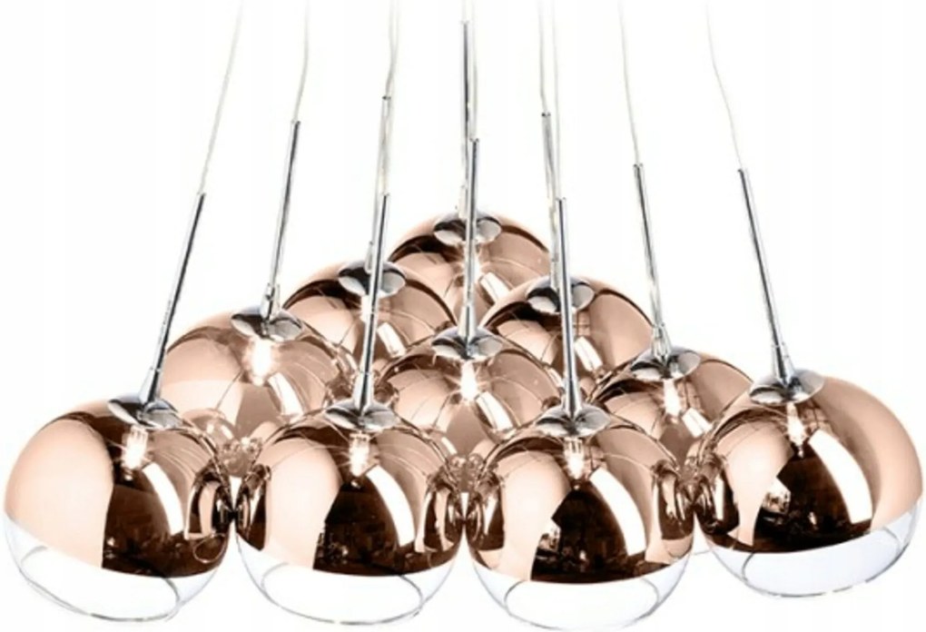 Rendl Astral függeszték, réz/átlátszó üveg, 10xG4, dizájner