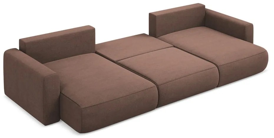 Rózsaszín kinyitható-tárolóhelyes (U alakú) sarokkanapé Kapua – Makamii