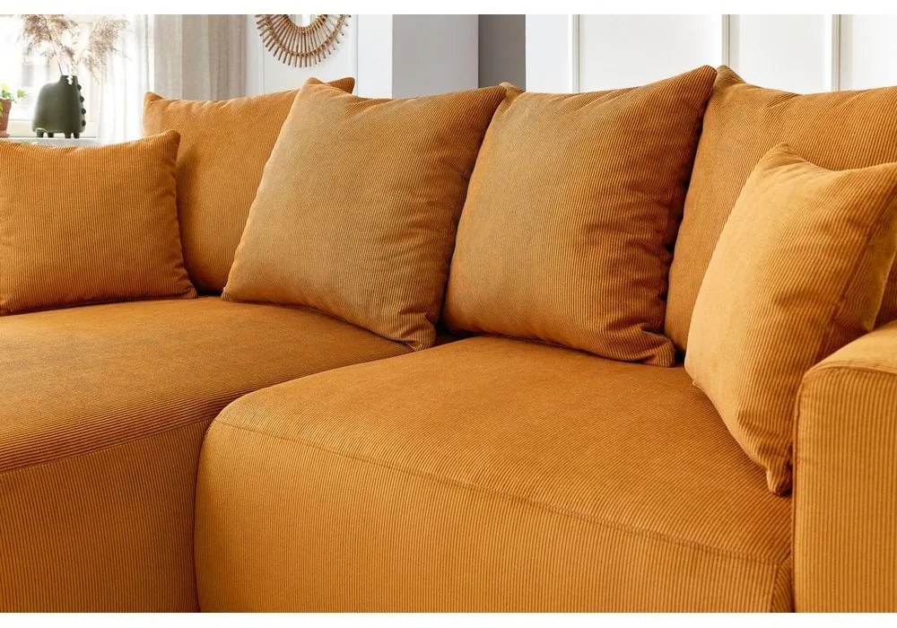 Okkersárga bársony sarokkanapé Enjoy – Bobochic Paris