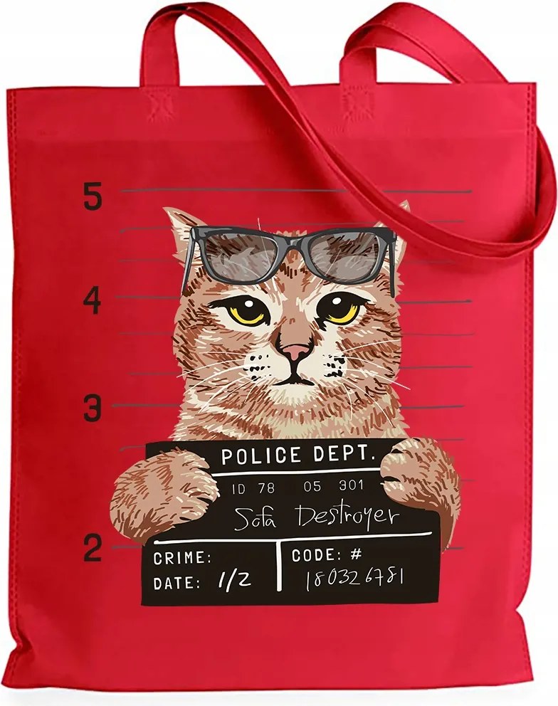 Shopper Bevásárlótáska Piros Maci Plüss Bűnöző Bűnügyi Minták