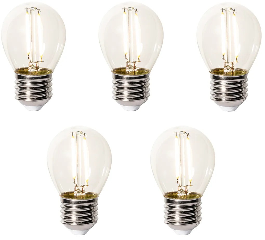 5 db E27 dimbare LED lamp P45 helder glas 3W 250 lm 2200K