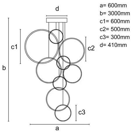 LED dimmelhető csillár zsinóron LED/290W/230V 3000-6500K + távirányítás
