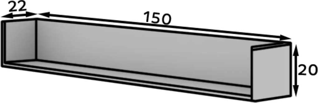 RAFTT fali polc 150 cm, fekete
