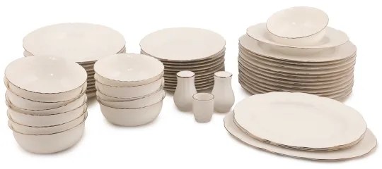 54 darabos étkészlet fehér/réz/csontporcelán