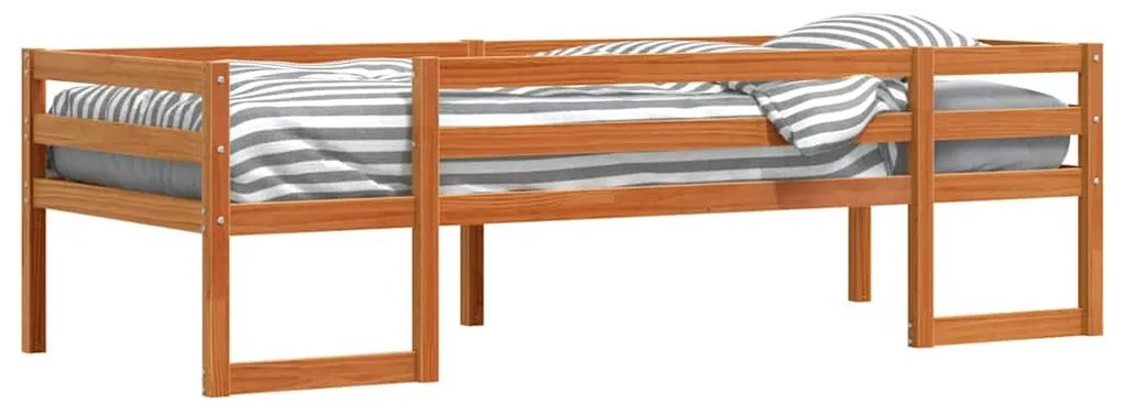 viaszbarna tömör fenyőfa ágykeret 75 x 190 cm