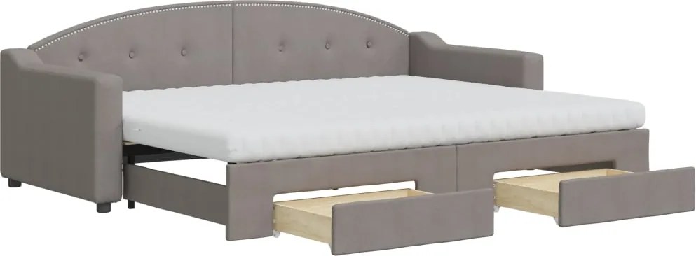 vidaXL tópszínű kihúzható bársonyheverő fiókokkal 80 x 200 cm