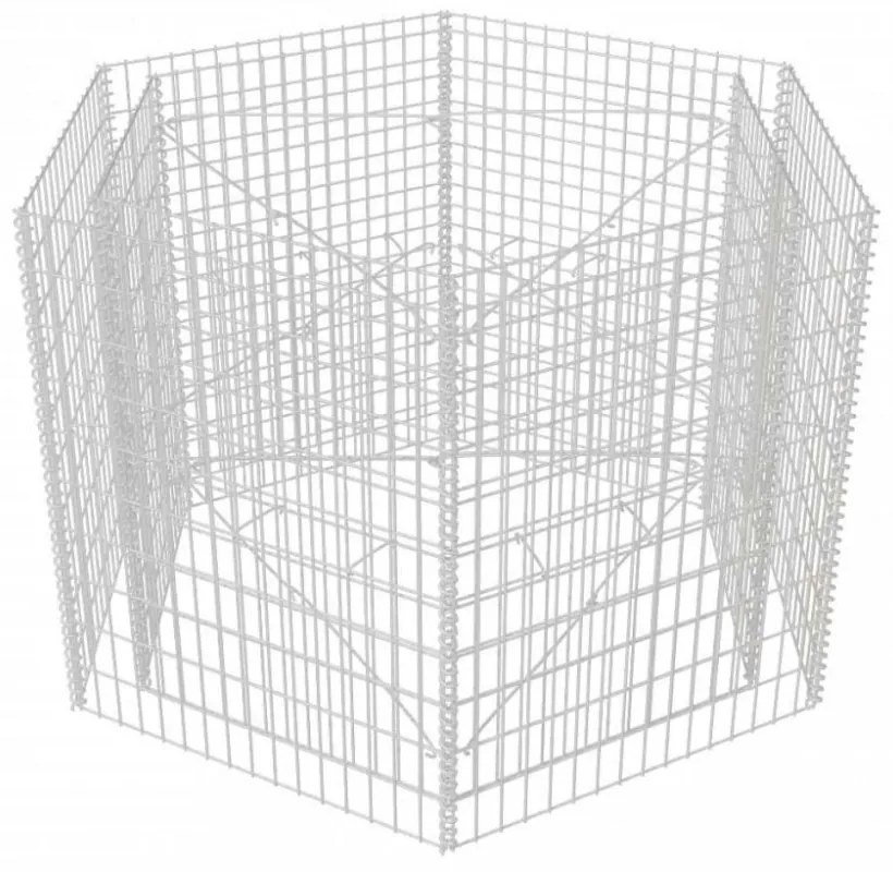 vidaXL hatszögletű gabion magaságyás 160 x 140 x 100 cm