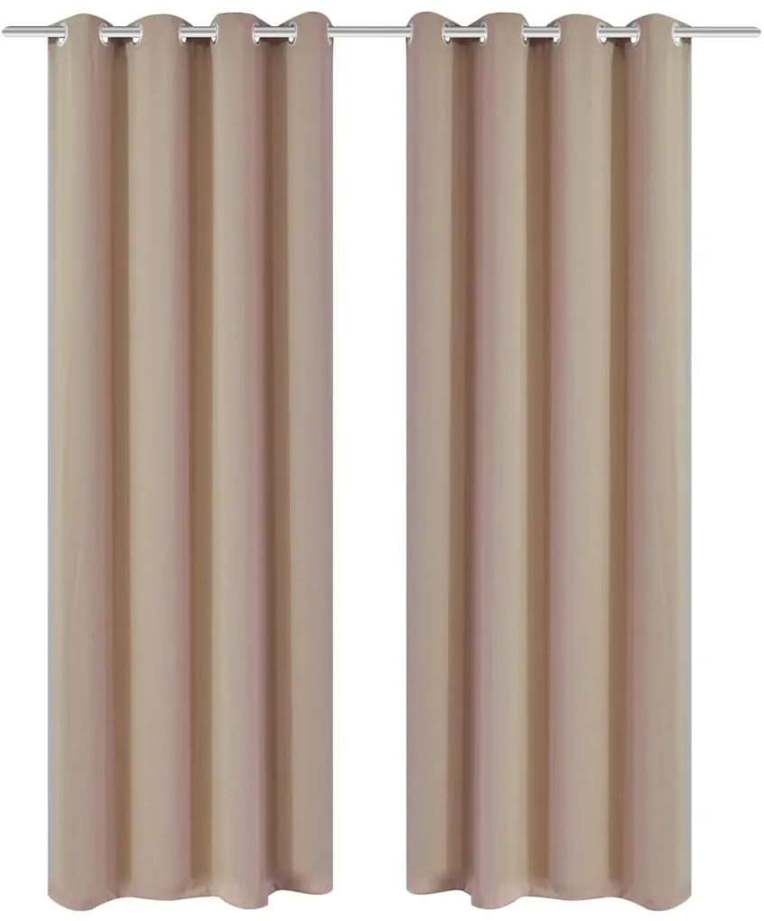 2 db krémszínű sötétítőfüggöny fémkarikákkal 135 x 245 cm