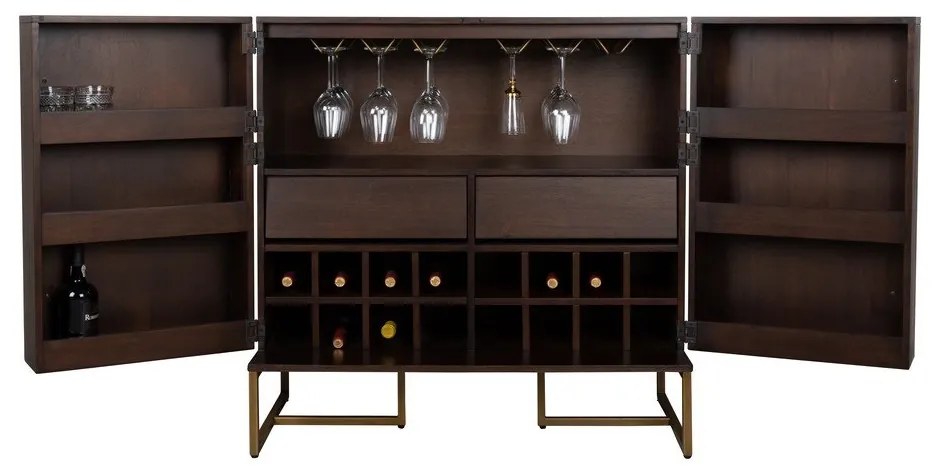 Bortartó szekrény egzotikus fa dekorral 24 palackhoz, 100x100 cm Class - Dutchbone