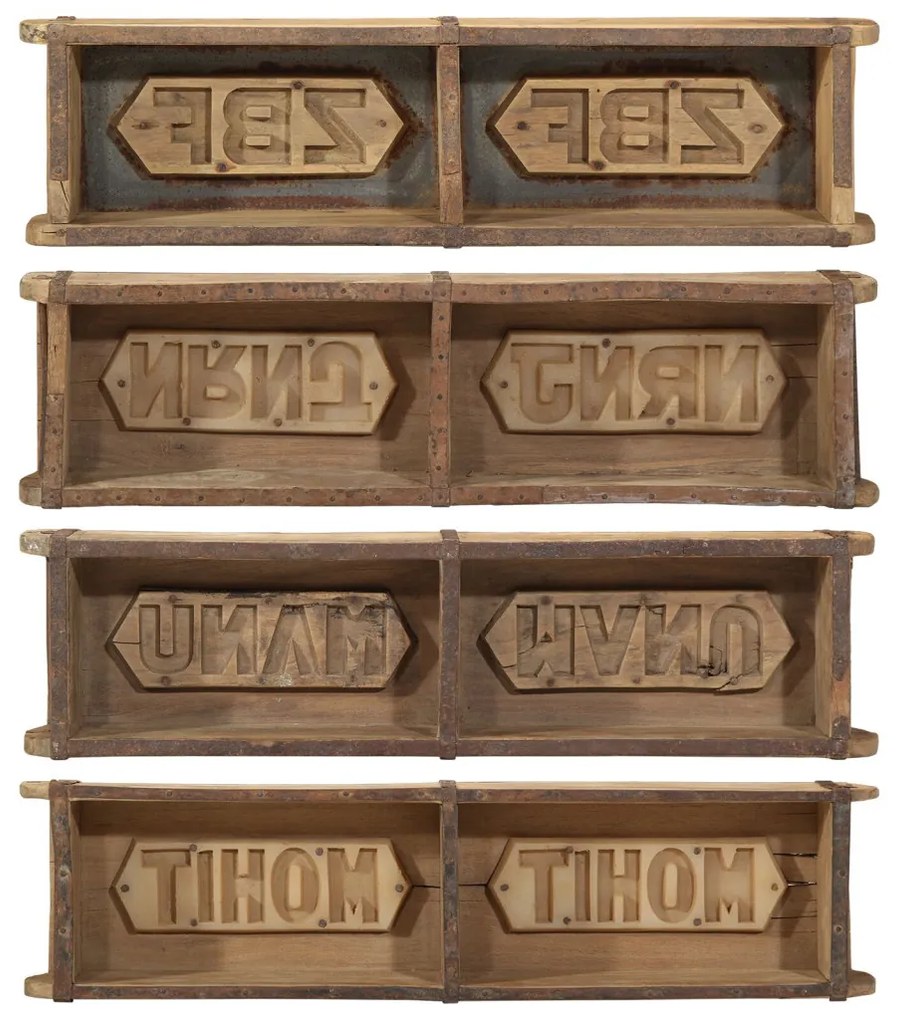 Tálcák 4 db 60,5x15x9 cm Tömör Fa Újrahasznosított