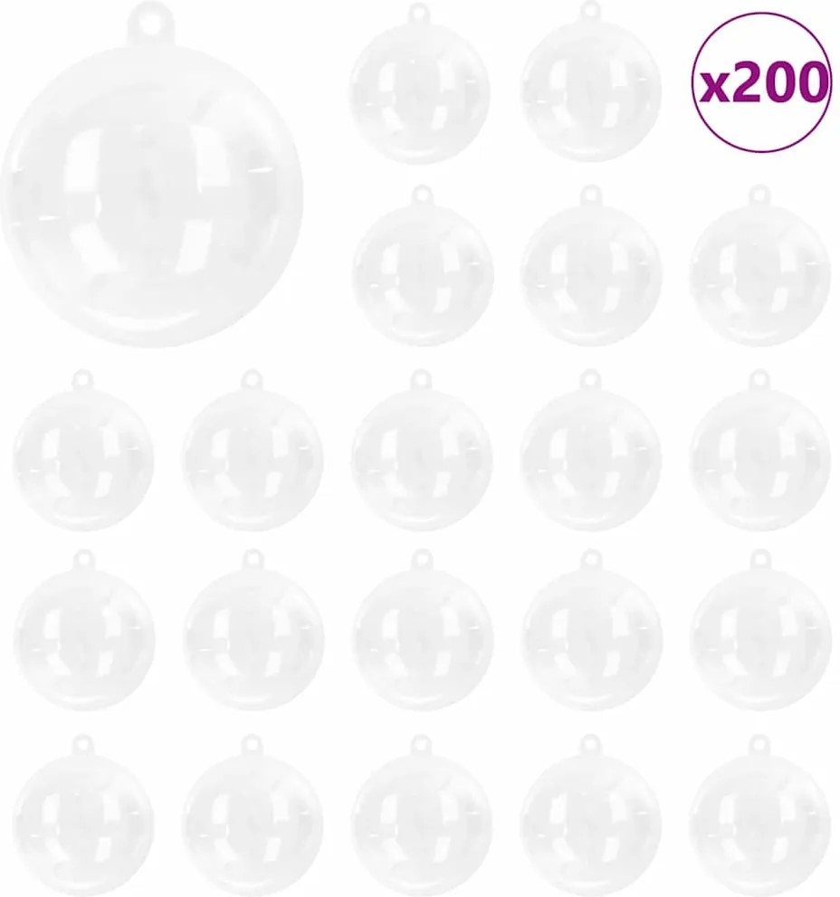 vidaXL Karácsonyi Díszgömb Készlet 200 pcs Átlátszó Ø 5 cm