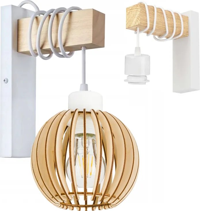 Fali lámpa fa Led túlnyúlás kábel lámpabúra 1xE27 Loft fehér