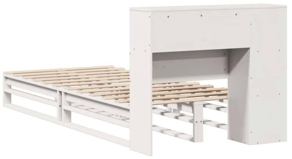 fehér tömör fa könyvespolcos ágy matrac nélkül 90 x 190 cm