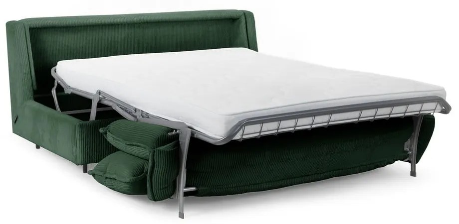 Zöld kordbársony kinyitható kanapé 184 cm Isadora – Bobochic Paris
