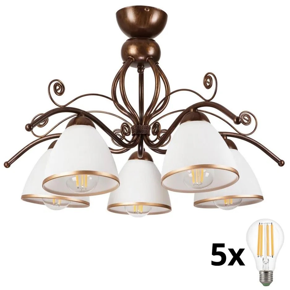 Brilagi - LED Felületre szerelhető csillár ANTICO 5xE27/60W/230V bronz patina