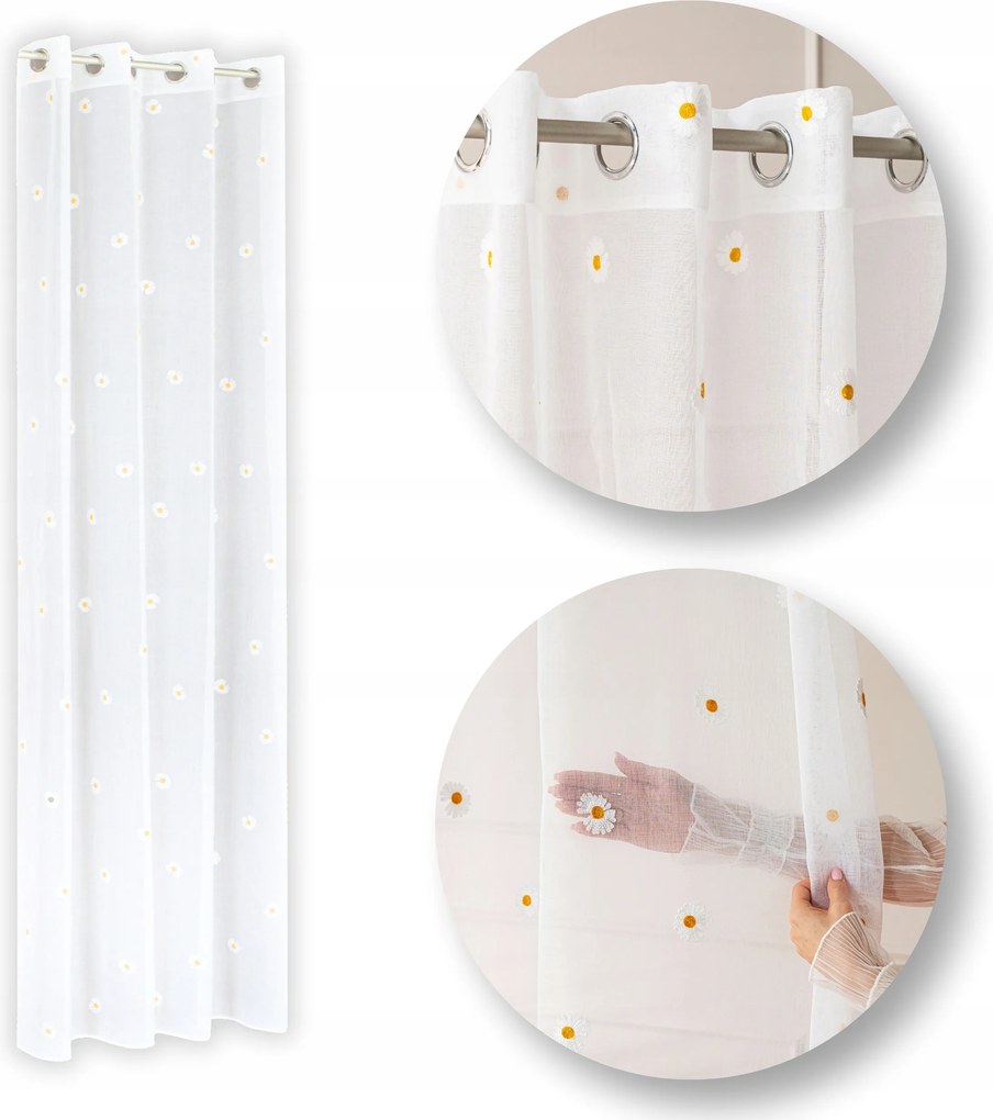 Függöny készre szerelt etamin függöny margaréta mintával 140x250 Bellis