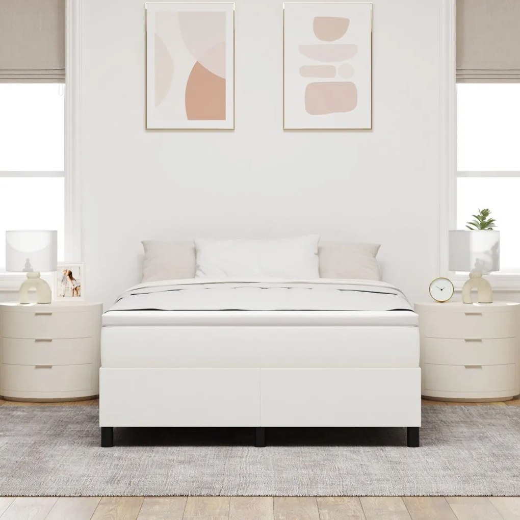 Boxspring Ágy Krém 140x200 cm Corduroy Szövet