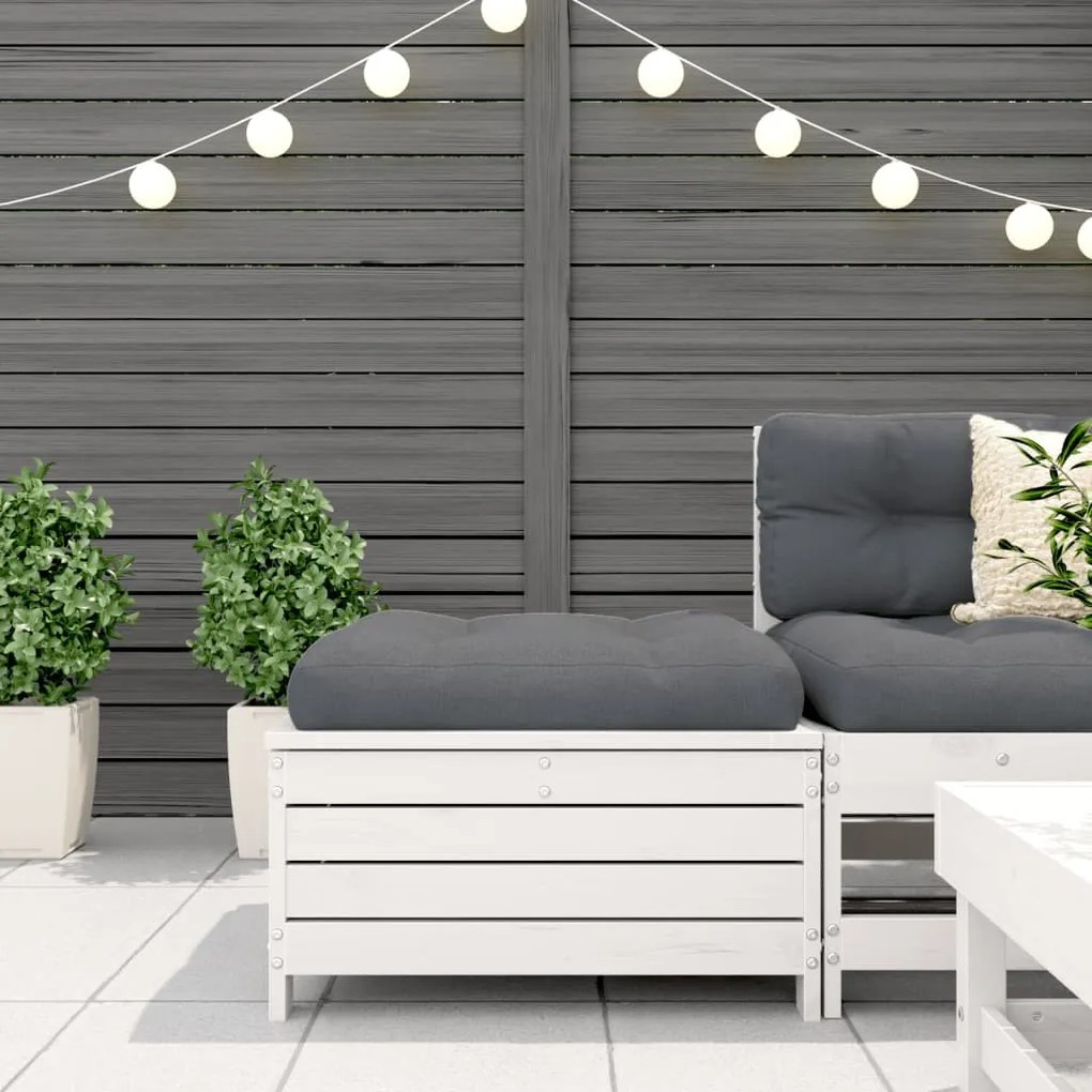 Fehér tömör fenyőfa kerti lábtartó 62 x 63,5 x 32 cm