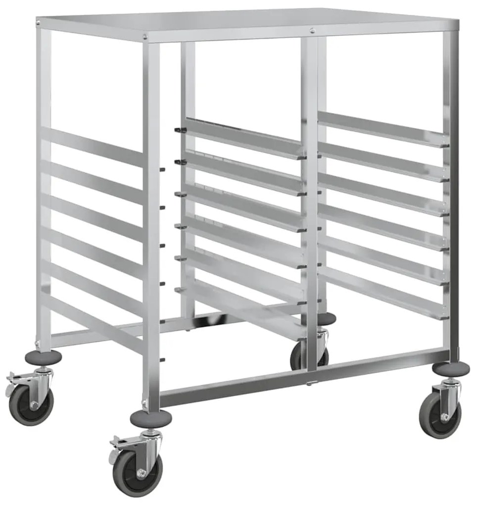 vidaXL rozsdamentes acélból tálcás kocsi 12 GN tárolóval 75x55x87 cm