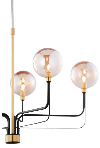 Jupiter 1886 - Kábelre függesztett csillár ERIS 5xG9/14W/230V arany/fekete/füstös bézs