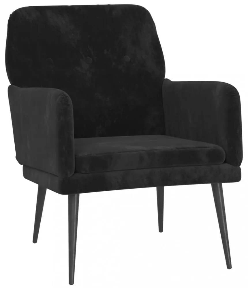 fekete bársonyfotel 62x79x79 cm