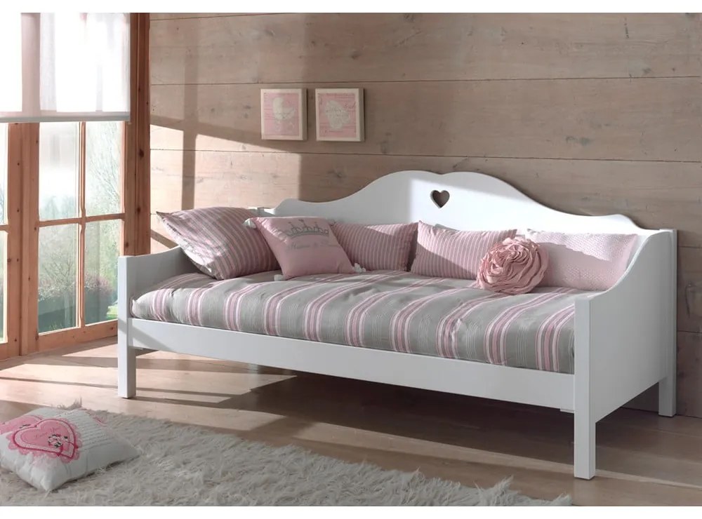 Fehér borovi fenyő gyerekágy kihúzható pótággyal, tárolóhellyel 90x200 cm AMORI – Vipack