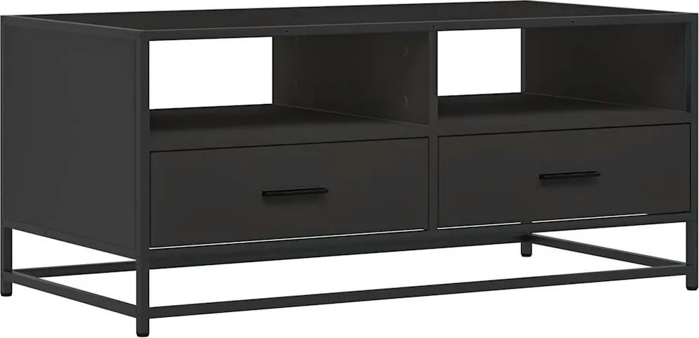 vidaXL fekete szerelt fa és fém dohányzóasztal 100 x 50 x 45 cm