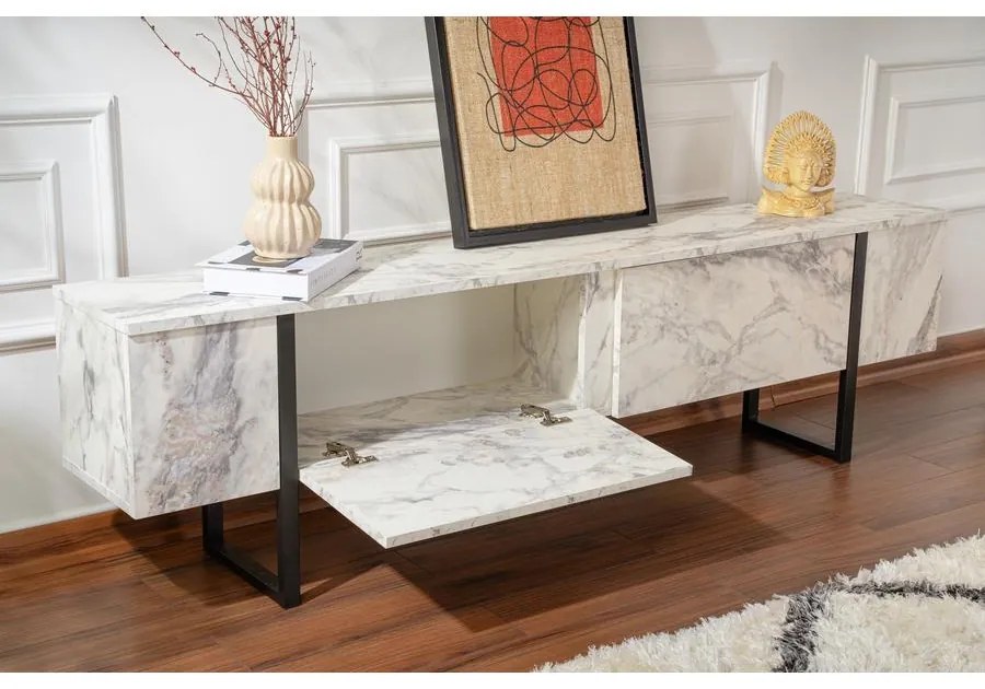 TV szekrény Serenity - Fressia Marble, Fekete