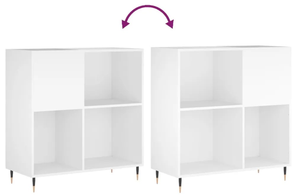 fehér szerelt fa hanglemezszekrény 84,5 x 38 x 89 cm