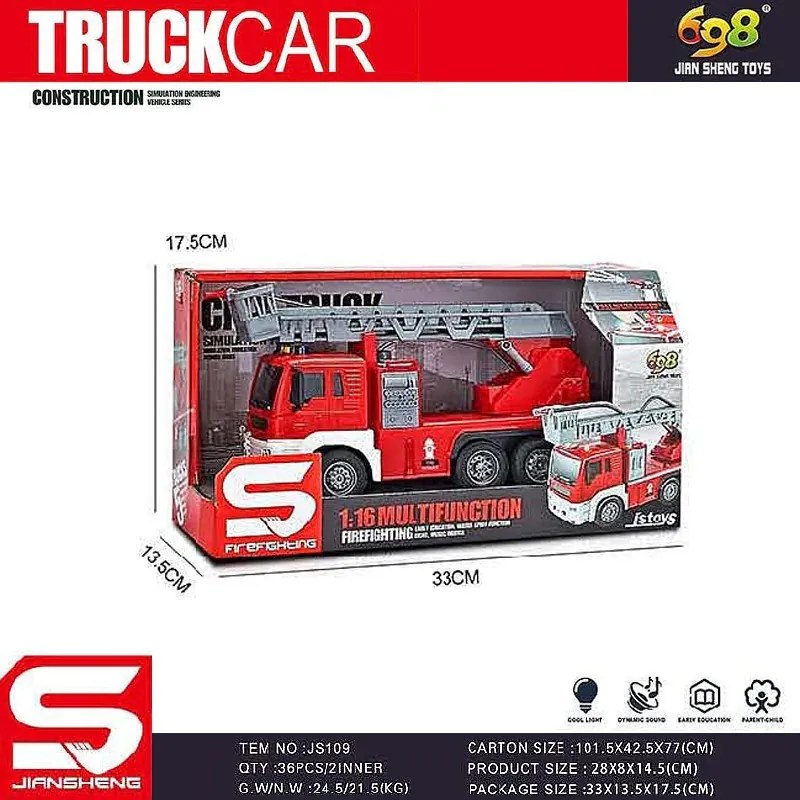 Rescue Spray Víz Spriccelős Tűzoltóautó Hang És Fény Tűzoltóautó Játék Teherautó 360 Fokban Forgatható Tűzoltó Autó Létrával Vizet Permetez