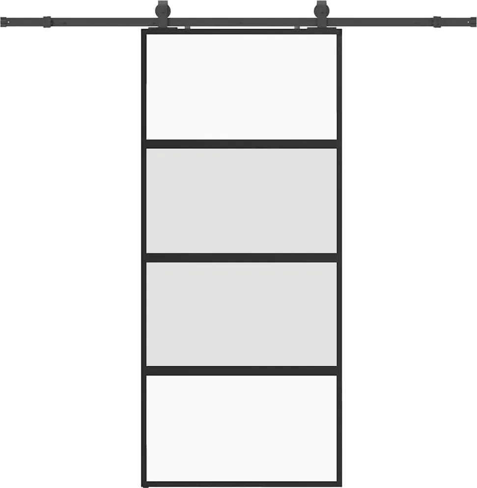 vidaXL fekete edzett üveg tolóajtó fémszerelék szettel 90x205 cm