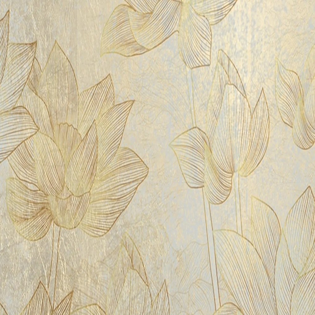 Gario Paraván Arany virágok Méret: 180 x 170 cm, Kivitelezés: Forgó paraván 360°